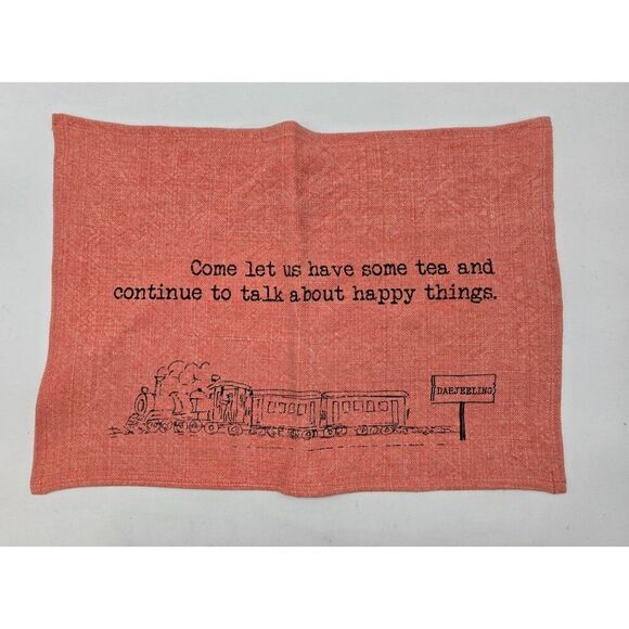 Set Of 5 Happy Valley Linen Tea Towels With Train & Tea Quotes In Assorted Color - Picture 6 of 8